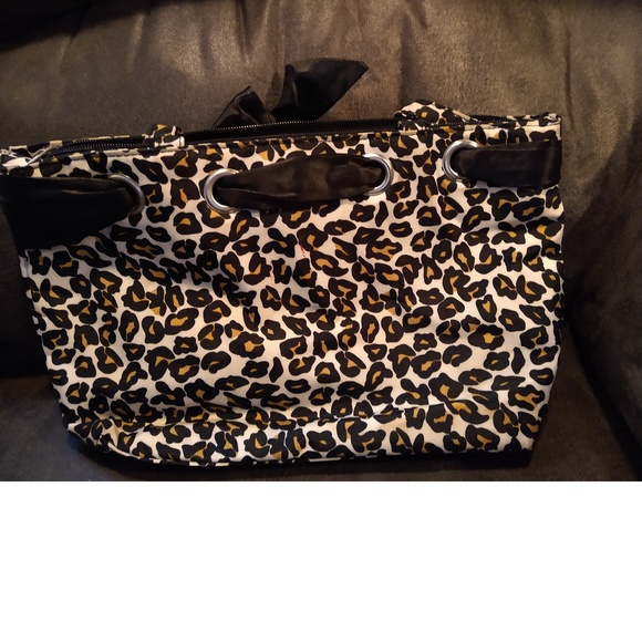 Handbags - LEOPARD PRINT HANDBAG - WITH BLACK ACCENTS